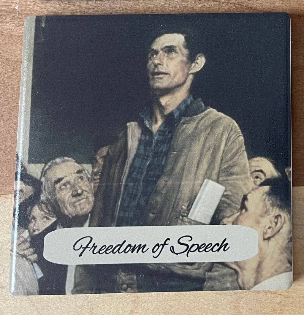 Ceramic Coaster Set: The Four Freedoms by Norman Rockwell